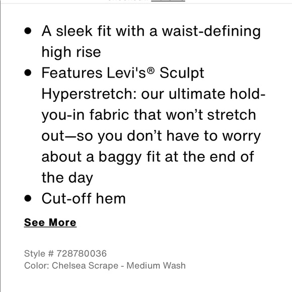 2 for $60 SALE! ⭐️ Levi’s high rise cut off shorts in Chelsea Scrape - Dark Wash - Picture 6 of 9